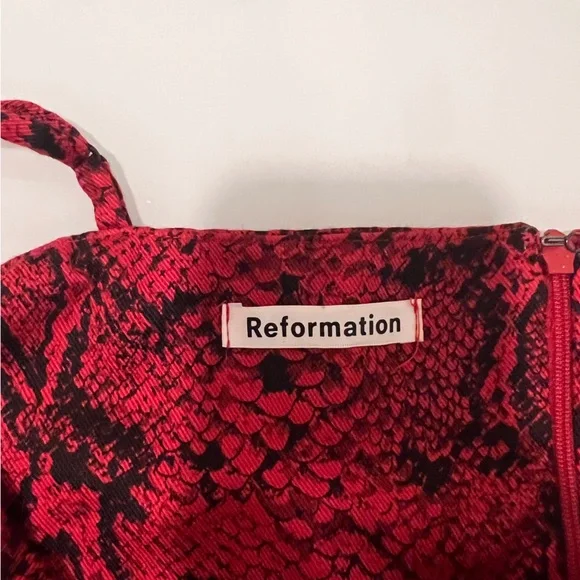 Reformation Red snake print mini dress, worn once - Picture 2 of 7